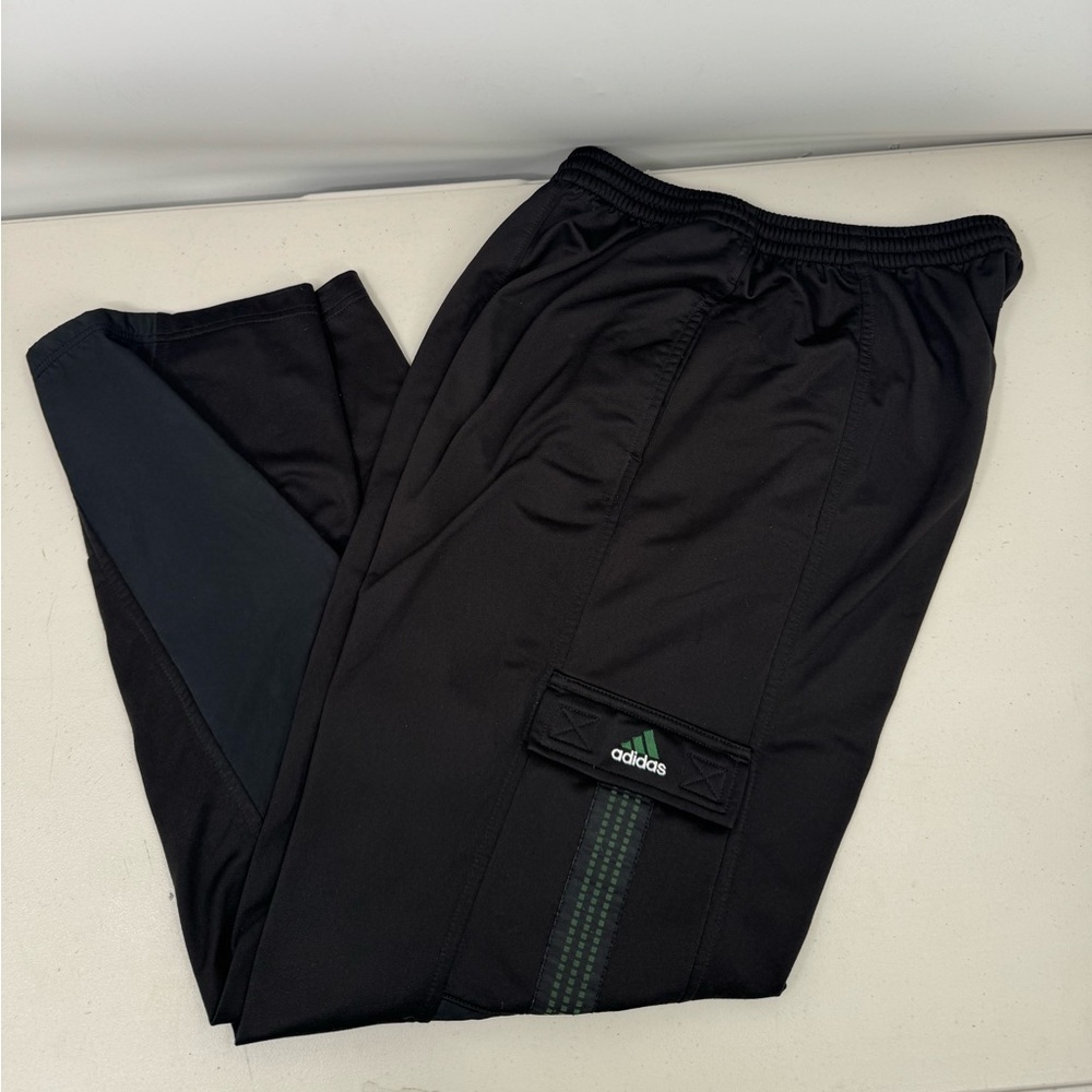 Adidas Track Pants Mens M Black Dark Green Baggy Cargo Pocket 90s Y2K